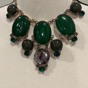 Loft Green Rhinestone Statement Necklace 15-18”